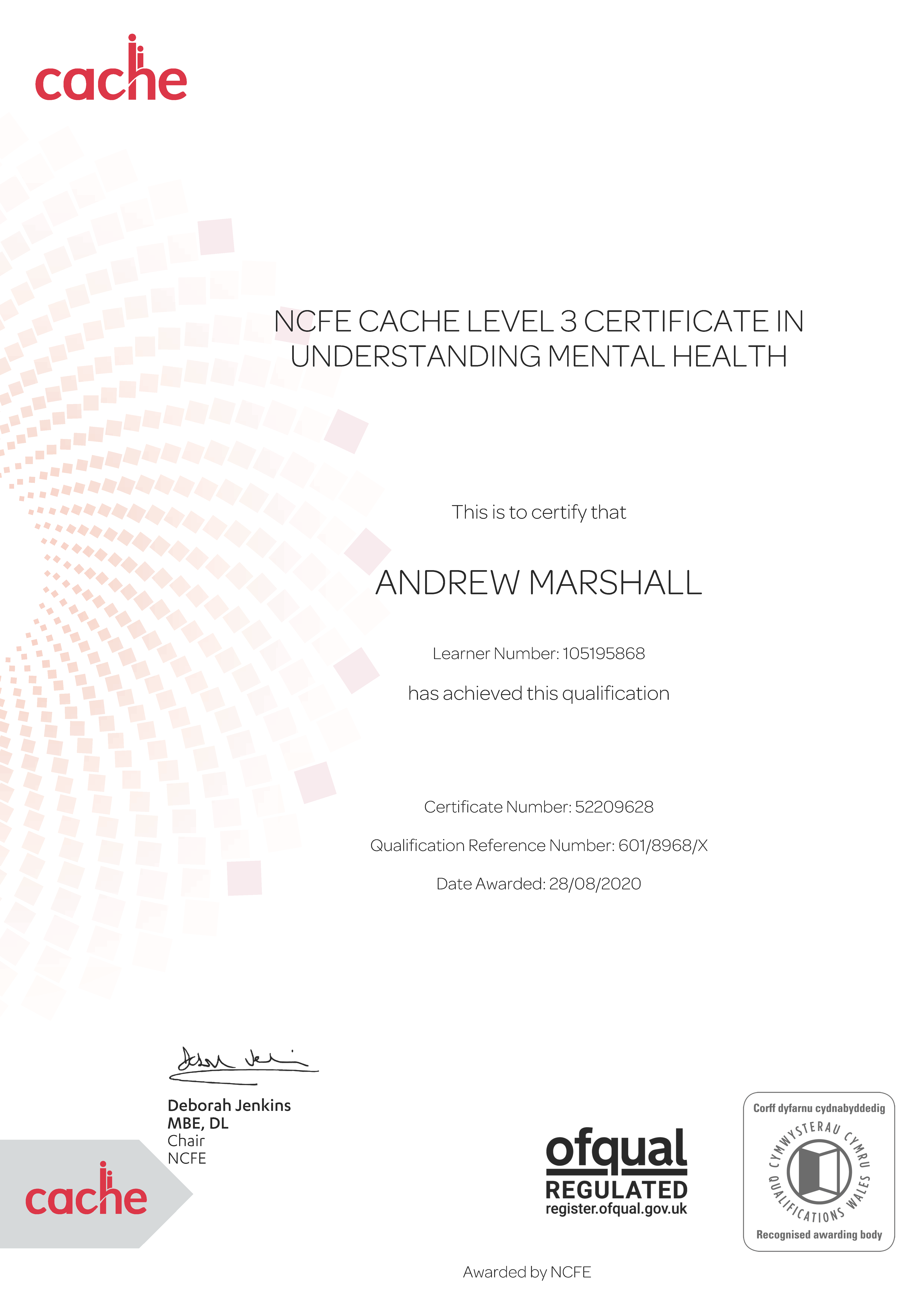 Certificate: Level 3 in Understanding Mental Health – Mental Health Matters